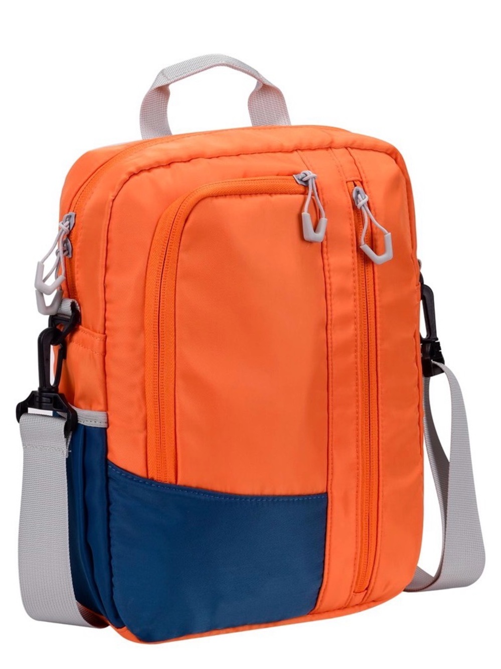 Orange & Navy Crossbody Organizer Bag 7-8 inch